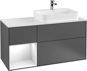 Villeroy & Boch Villeroy&boch - Finion, Muebles De Ba&ntilde;o, 1200 X 603 X 501 Mm, Angular, Con Estanter&iacute;a (iluminada), Modelo Suspendido, En Madera, Lavabo A La Derecha, 
