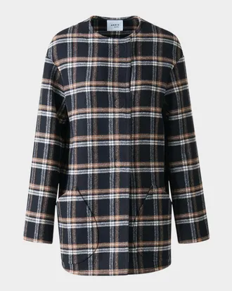 Akris Plaid Double-Face Wool Coat