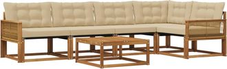 vidaXL Conjunto De Sof&aacute;s De Exterior 6 Uds. Natural Y Beige Vidaxl