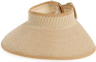 Nordstrom Rack Back Bow Straw Visor in Natural White at Nordstrom Rack
