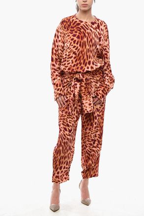 Stella McCartney Tuta A MAniche Lunghe ALL IN ONE Stampata In Seta Stella McCartney