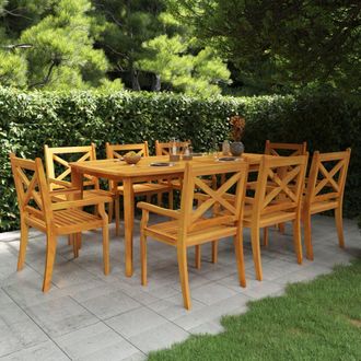 vidaXL Juego De Comedor De Jard&iacute;n 9 Piezas Madera Maciza De Acacia Vidaxl