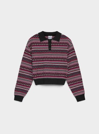 Twik Womens Colourful jacquard polo-collar sweater