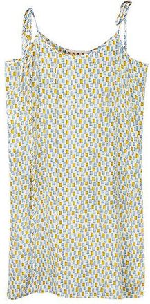Marni Yellow & blue tile print silk slip dress Size S
