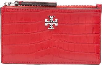 Tory Burch Portafoglio goffrato con zip - Rosso