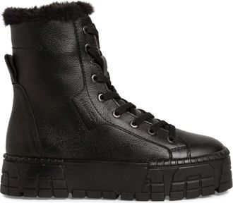 Tamaris Leren Bootie - Dames - Veterlaarzen - Zwart - 37 EU - Leer - Schoenen