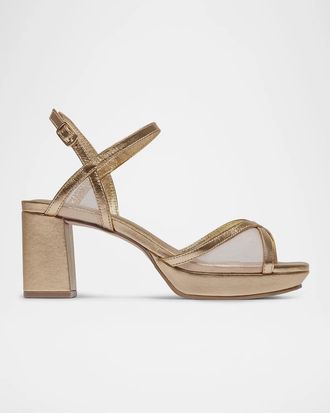 Bernardo 70mm Celeste Mesh Suede Platform Sandals