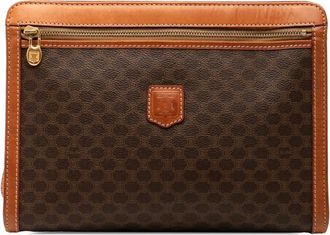 Celine Clutch Macadam in tela cerata 1992 - Marrone