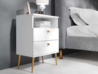 HOME AFFAIRE Nachttisch »Elyria, Metallgriffe, FSC-zertifizierter Holzwerkstoff« Nachtkommode B/T/H 50/34/69cm, mit 2 Schubladen, 1 offenes Fach, viele Farben mit 