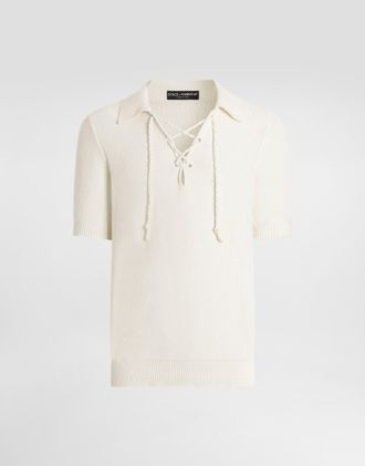 Dolce & Gabbana Serafino Pullover With Drawstring - Man Sweaters And Cardigans Beige 44