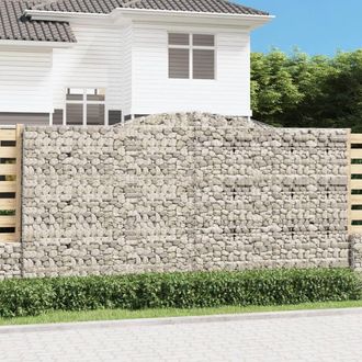 Berkfield Home Arched Gabion Baskets 4 pcs 400x50x200/220 cm Galvanised Iron in Silver
