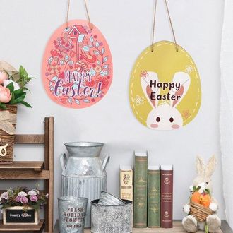 OEM 2 Huevos De Pascua Colgantes - Decoraci&oacute;n De Interior Con Cuerda, Cartel De Madera Para Puerta