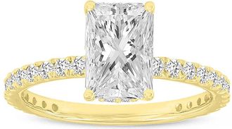 LuvMyJewelry Sia 14K Gold Radiant Cut Lab Grown Diamond Hidden Halo Ring - 2.27 Ct