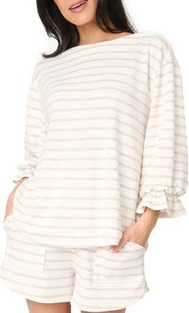Gibsonlook Tatum Boat Neck Top in Oatmeal Stripe at Nordstrom Rack, Size Xx-Small