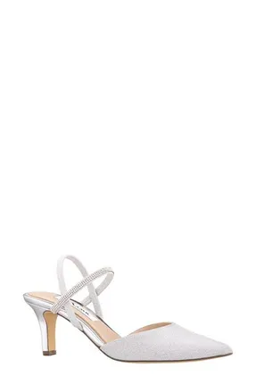 Nina Billie Slingback Pointed Toe Pump in Silver at Nordstrom, Size 5.5