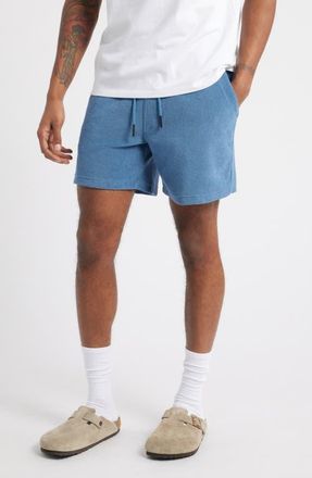 OAS Cotton French Terry Drawstring Shorts in Blue at Nordstrom, Size Large