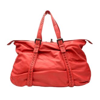 Bottega Veneta Red Color Leather Boston Bag (Pre-Owned)