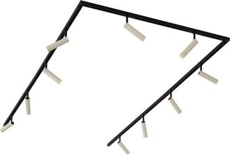QAZQA Moderno Sistema De Iluminaci&oacute;n De Riel Moderno Con 10 Focos Beige Y Negro Monof&aacute;sico - Slimline Uzzy Aluminio /met&aacute;lica Adecuado Para Led Max. 10 X 5 