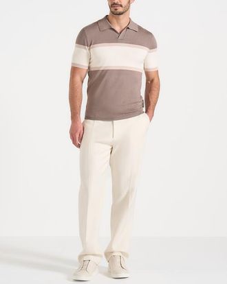 Mani&egrave;re De Voir Enzo Colour Block Polo in Mushroom at Nordstrom, Size Xx-Large
