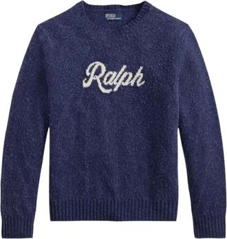 Ralph Lauren Truien & Vesten, Heren, Blauw, M, Intarsia-Gebreide Trui met Ronde Hals