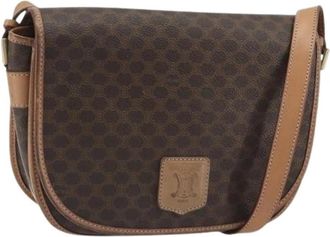 Celine Pre-owned Vintage Macadam Canvas Shoulder Bag - Dames - Vintage Schoudertas - Bruin - ONE Size - Leer - Vintage