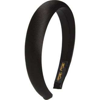 Tasha Padded Satin Headband in Black at Nordstrom
