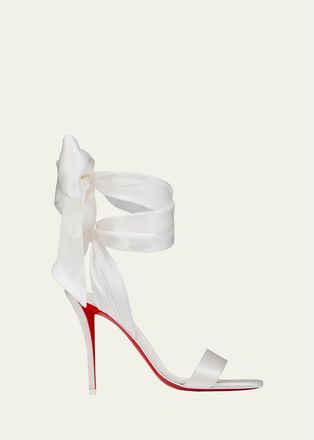 Christian Louboutin 100mm Miss Z Satin Ankle-Wrap Sandals