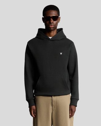 Lyle & Scott Mens Diagonal Weave Hoodie - Black Cotton - Size X-Large