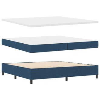 vidaXL Cama Tipo Box Spring Con Tiras Led Azul 200 X 200 Cm Tela Vidaxl