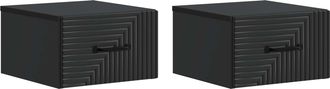 vidaXL Mesita De Noche De Pared 2 Uds. Negro 34,5 X 33 X 20 Cm Vidaxl