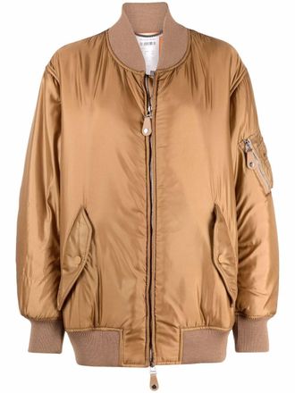 Stella McCartney padded bomber jacket - women - Polyester/Cotton - 38 - Neutrals