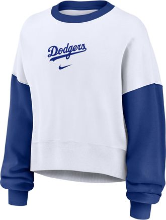 Nike Los Angeles Dodgers Primary Nike Womens MLB Pullover Crew in White | 01D7007PLD-9HV