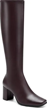 Aerosoles Womens Aerosoles Micah Brown Smooth Faux Leather Knee High Boots HAWK1245