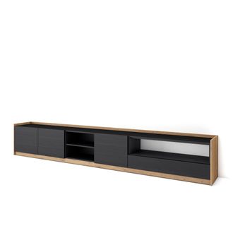 Skraut Home Skraut Home - Mueble Tv, Televisi&oacute;n, 310x37x50cm, Para Tv Hasta 80, Negro Y Roble