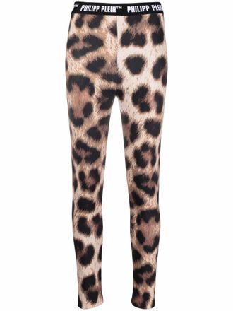 Philipp Plein leopard-print biker leggings - Black