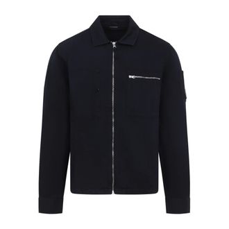 C.P. Company Light Jackets, male, Blue, Size: XL Zip-pocket Shirt
