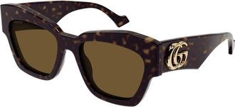 Gucci Sunglasses, female, Brown, Size: 55 MM Square Cat-eye Sunglasses