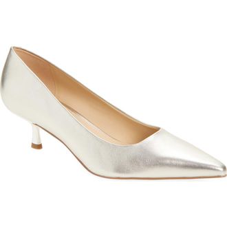 Marc Fisher Calynna Pointed Toe Kitten Heel Pump in Gold at Nordstrom, Size 8.5