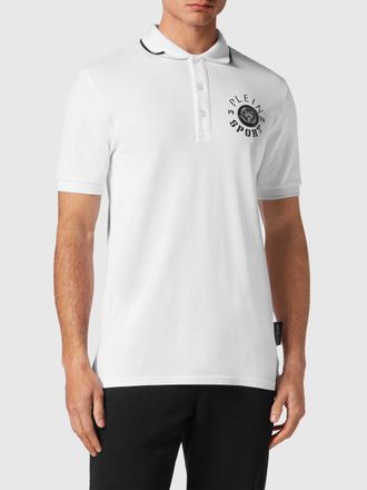 Plein Sport Polo a maniche corte in cotone con colletto classico e logo a contrasto