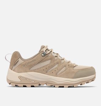 Columbia Wanderschuh COLUMBIA REDMOND IV LOW WATERPROOF, Damen, Gr. 38,5, grau (wet sand, graphite lila), Mesh, Synthetik, Schuhe Wanderschuh, wasserdicht