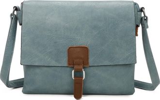 Generic Stylish and Sustainable Vegan Leather Crossbody PU Leather Satchel Bag: Ladies Shoulder Messenger - 27x23x3cm (Blue)