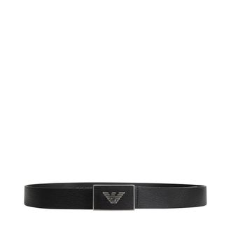 Emporio Armani Leather Belt With Eagle Plate