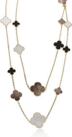 Van Cleef & Arpels Pre-Owned Van Cleef & Arpels Yellow Gold Mother Of Pearl and Onyx Magic Alhambra 16 Motif