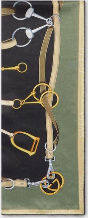 Gucci Printed Silk Twill Stole, Green