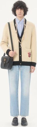 Valentino Cardigan Valentino In Lana Con Vg Ricamato Uomo BURRO/NERO 3XL