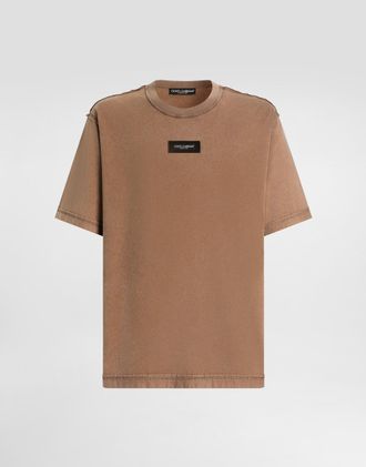 Dolce & Gabbana Cotton T-shirt With Print - Man T-shirts And Polos Brown 44
