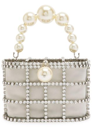 Rosantica Holli Crystal-embellished Satin top Handle bag - Silver - One Size