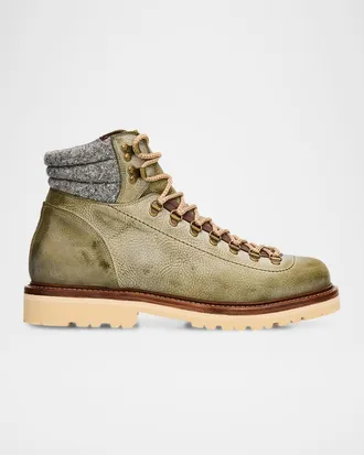 Brunello Cucinelli Men & apos;s Leather Lug-Sole Ankle Boots