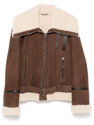 Dolce & Gabbana Giacca con rifinitura in shearling - Marrone