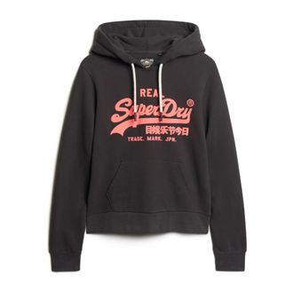 Superdry Neon Grafische Katoenen Hoodie in Zwart - Dames - Hoodies - Zwart - L - Katoen - Hoodies & sweatvesten